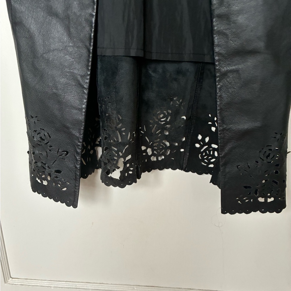 Black leather trench coat - Picture 5 of 6